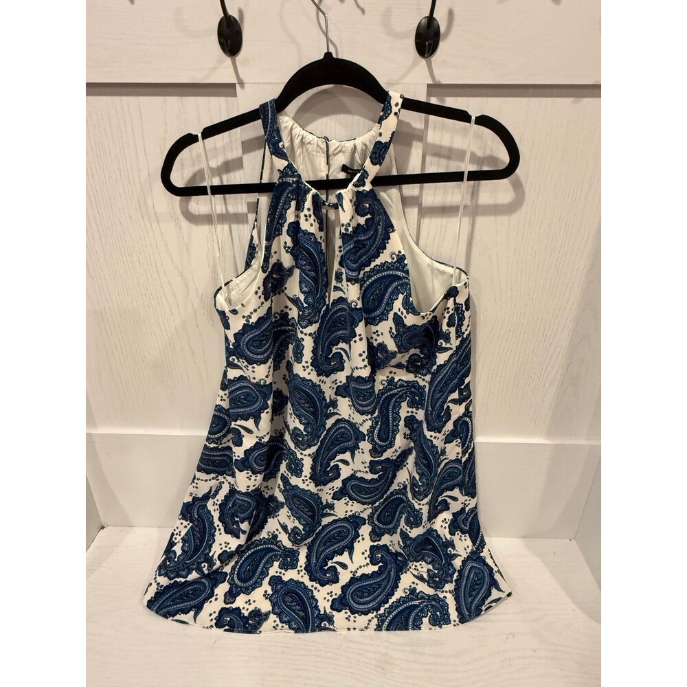 Express medium white blue paisley halter dress NEW NWT